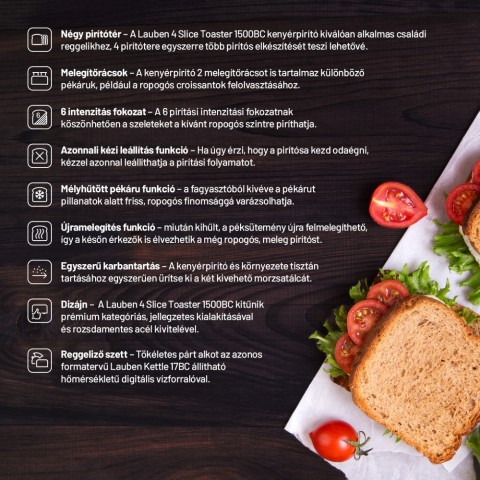 Lauben 4 Slice Toaster 1500BC Kenyérpirító Lauben 4 Slice Toaster 1500BC Kenyérpirító